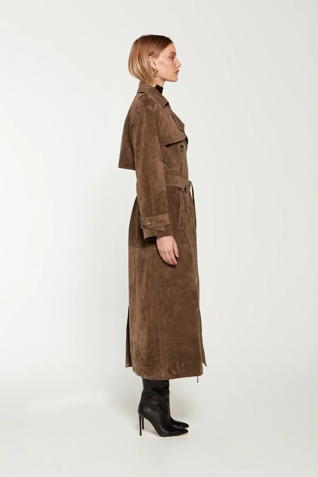 Faela | Suede Trench Coat